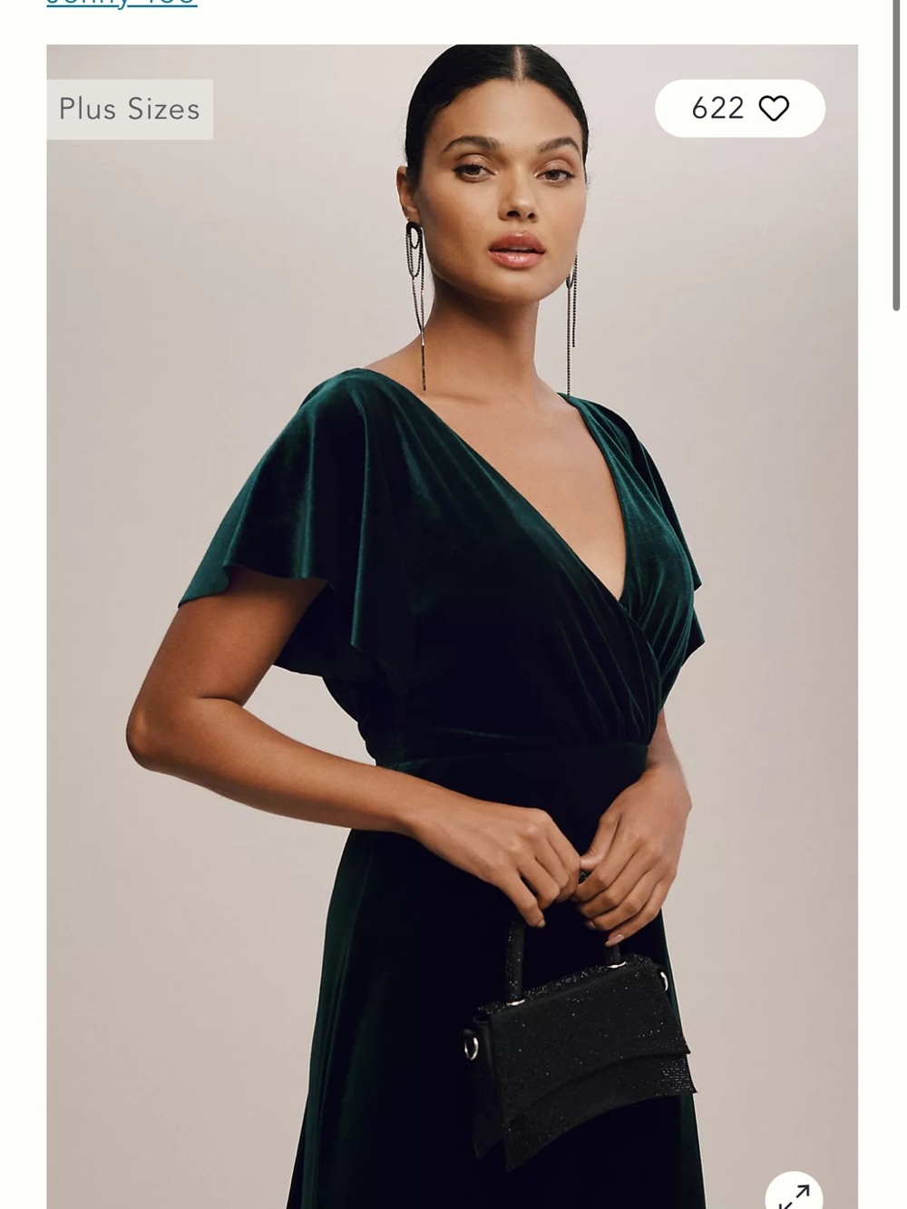 Anthropologie Emerald Green Velvet V-Neck Wrap Top